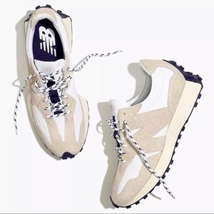 New Balance 327 Sneakers Shoes Moonbeam White Suede Navy Beige